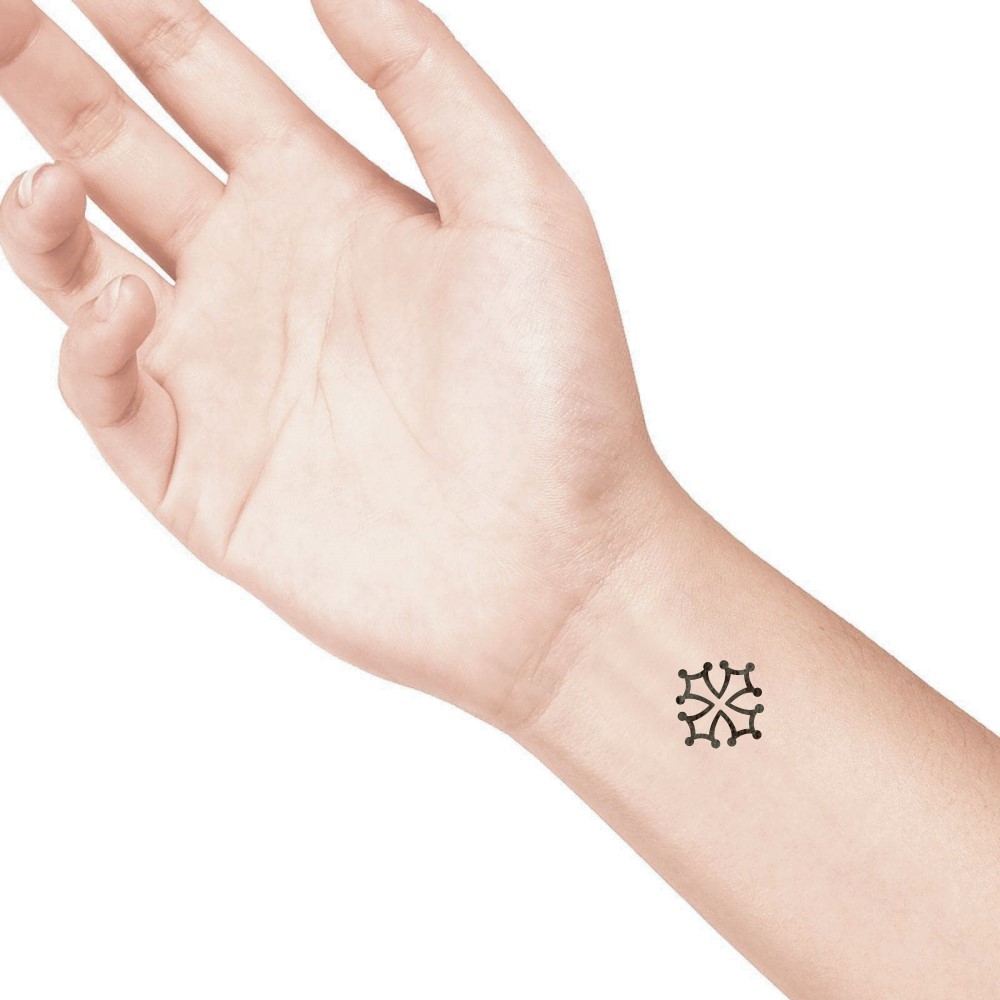 temporary tattoo preview image Occitan cross, For woman and childeren, skin safe tattoo, Ephemeral Tattoo Stamp for Body and Arm, Water Resistant