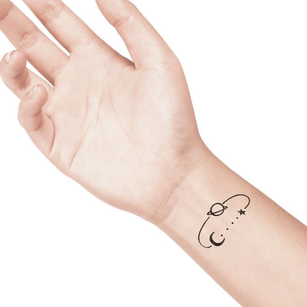 temporary tattoo preview image Moon and Star, For woman and childeren, skin safe tattoo, Ephemeral Tattoo Stamp for Body and Arm, Water Resistant