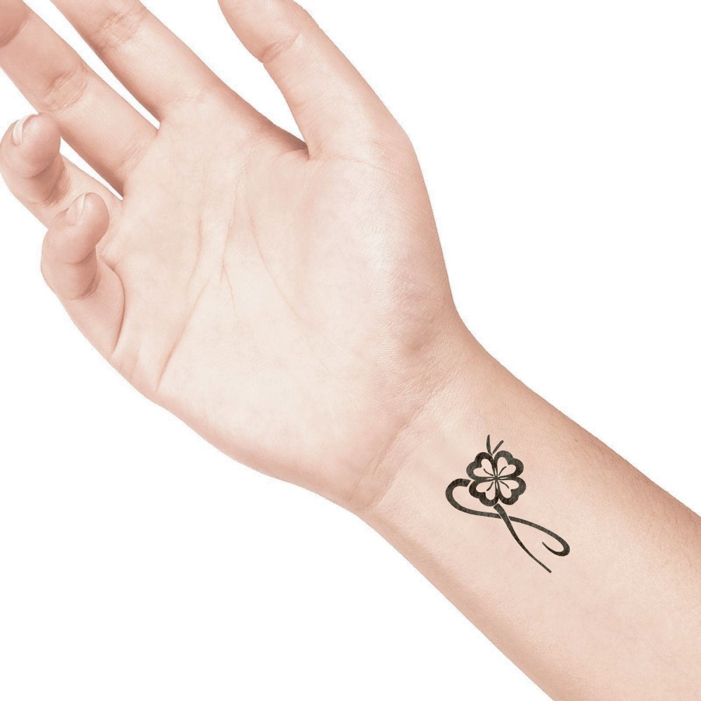 temporary tattoo preview image Invinity Clover, For woman and childeren, skin safe tattoo, Ephemeral Tattoo Stamp for Body and Arm, Water Resistant