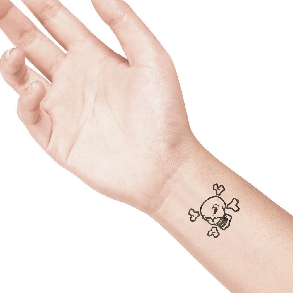 temporary tattoo preview image Skull, For woman and childeren, skin safe tattoo, Ephemeral Tattoo Stamp for Body and Arm, Water Resistant