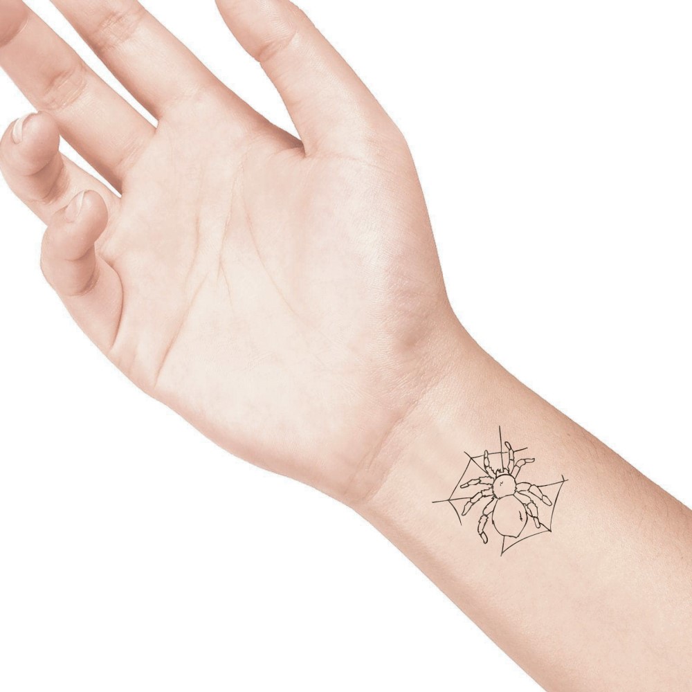 temporary tattoo preview image Spiderweb, For woman and childeren, skin safe tattoo, Ephemeral Tattoo Stamp for Body and Arm, Water Resistant