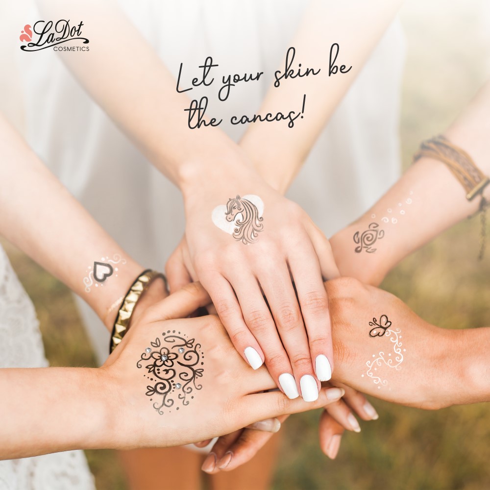 Impression Ladot temporary tattoos Giant Tribal Rose, For woman and childeren, skin safe tattoo, Ephemeral Tattoo Stamp for Body and Arm, Water Resistant
