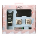 Temporary Tattoo Set S - Chameleon and Rocket, Green Liner